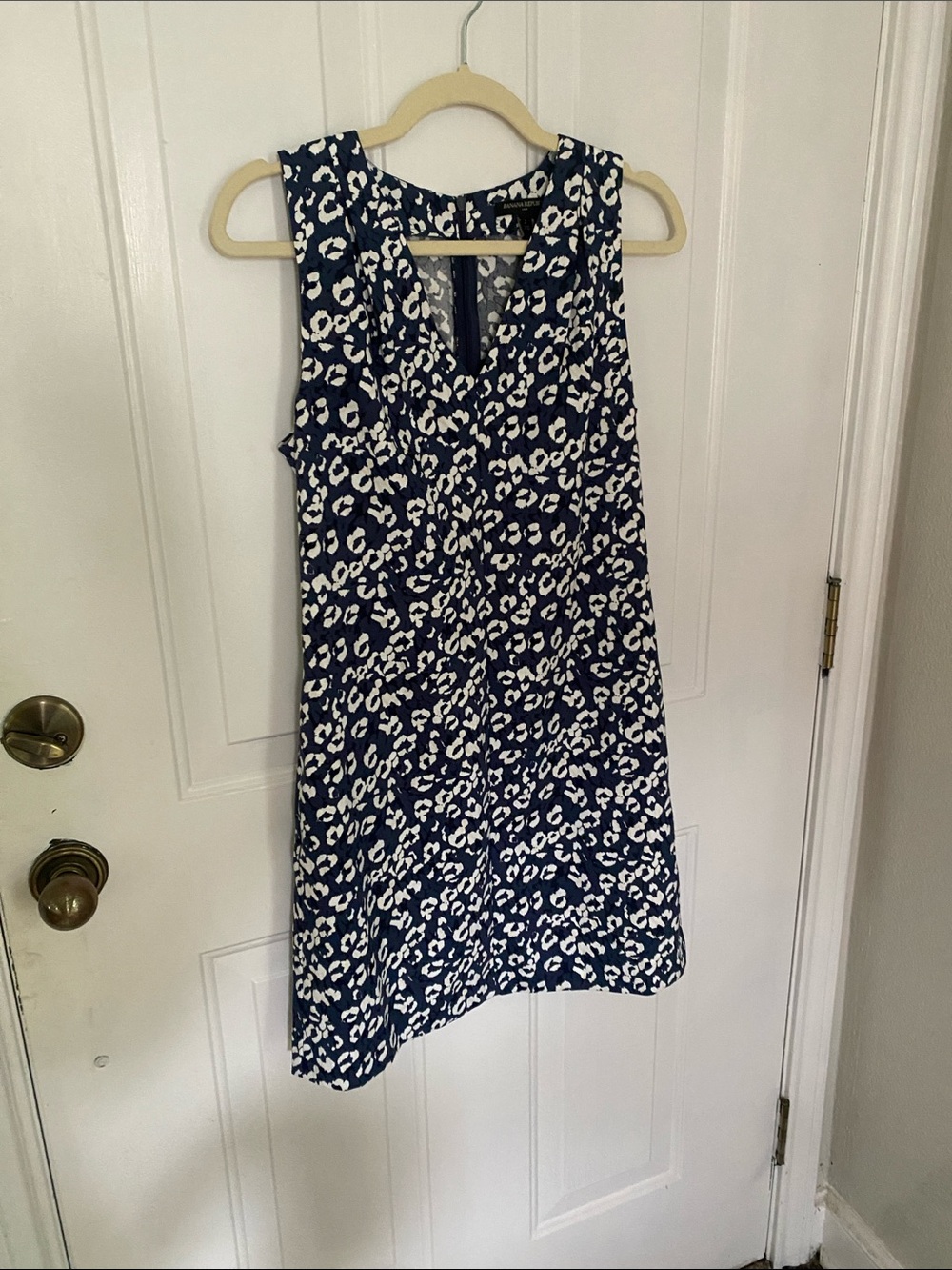 Banana Republic Navy and White Animal-Print Dress